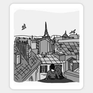 Paris, black and white Sticker